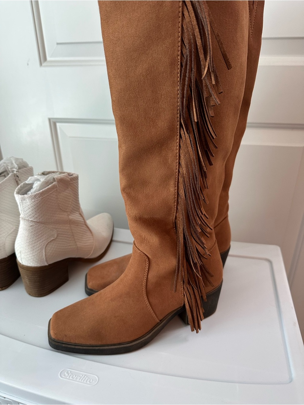 Wonderly Fringe Over-the-Knee Boots - Brown